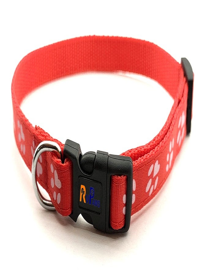 Pups&Pets Printed Nylon Collar Leash Set Adjustable 15 MM, Ideal for All Breed Small Dog & Puppies - (Red, Pattern 03) - Image 2